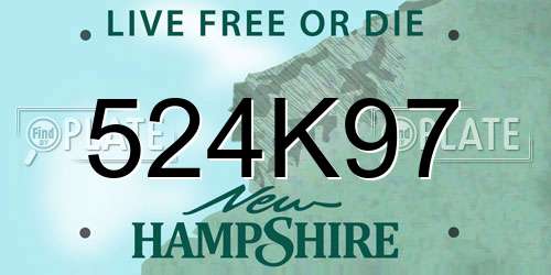 524K97 New Hampshire License Plate
