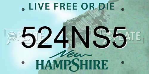 524NS5 New Hampshire License Plate