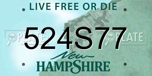 524S77 New Hampshire License Plate
