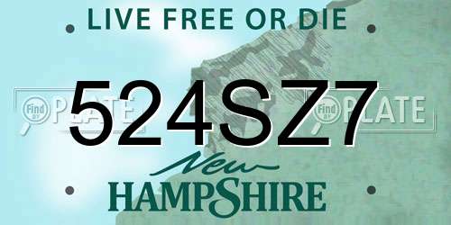 524SZ7 New Hampshire License Plate