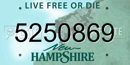 5250869 New Hampshire License Plate