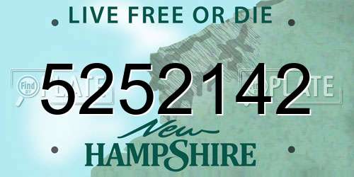 5252142 New Hampshire License Plate