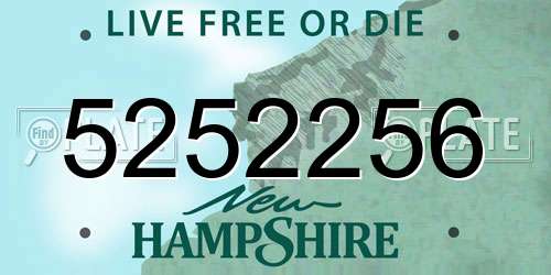 5252256 New Hampshire License Plate