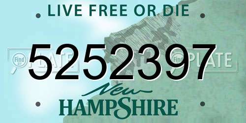 5252397 New Hampshire License Plate