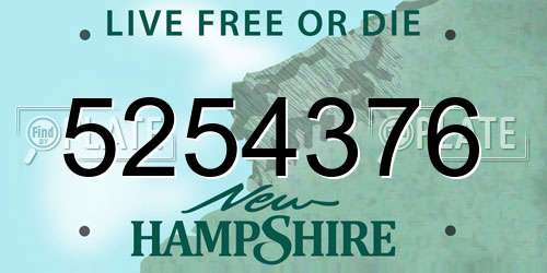 5254376 New Hampshire License Plate