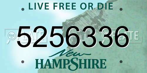 5256336 New Hampshire License Plate