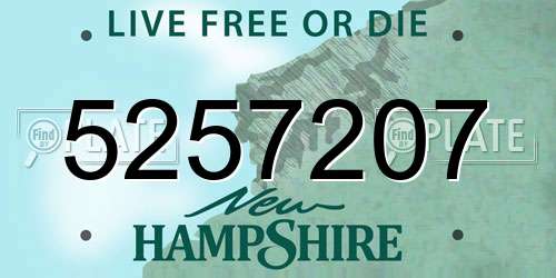 5257207 New Hampshire License Plate