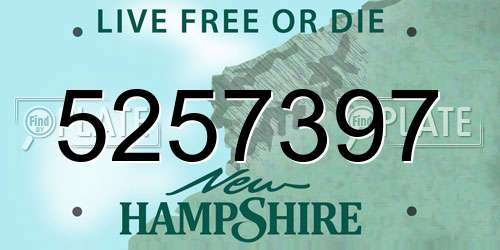 5257397 New Hampshire License Plate