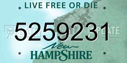 5259231 New Hampshire License Plate