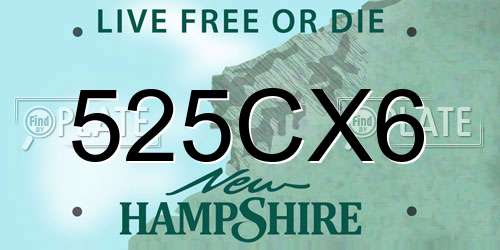 525CX6 New Hampshire License Plate