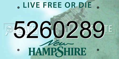 5260289 New Hampshire License Plate