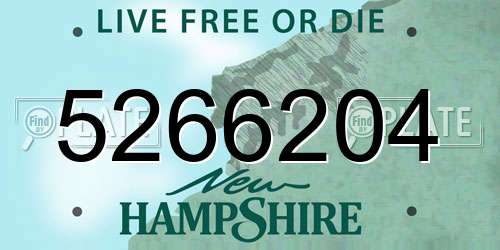 5266204 New Hampshire License Plate