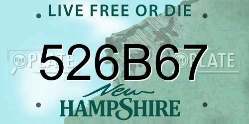 526B67 New Hampshire License Plate