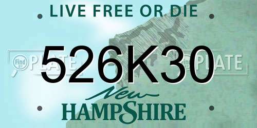 526K30 New Hampshire License Plate