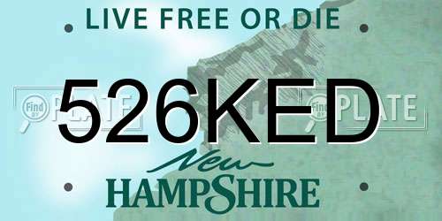 526KED New Hampshire License Plate