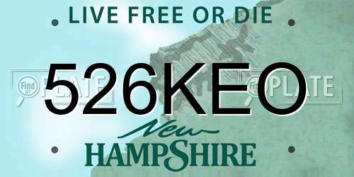 526KEO New Hampshire License Plate