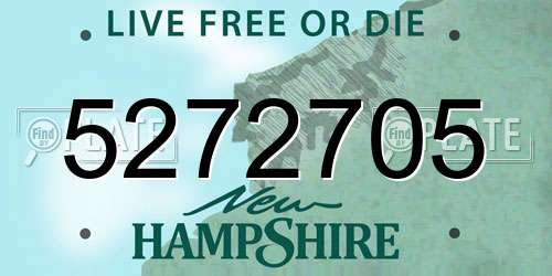 5272705 New Hampshire License Plate