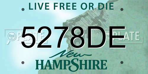 5278DE New Hampshire License Plate