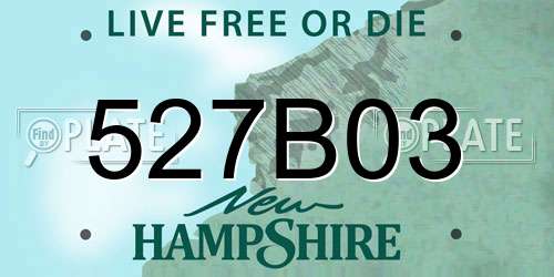527B03 New Hampshire License Plate