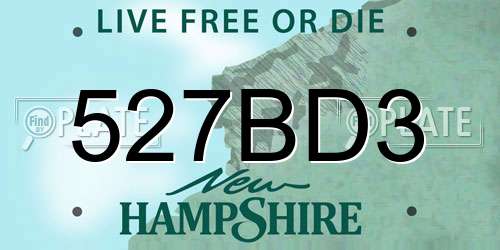 527BD3 New Hampshire License Plate