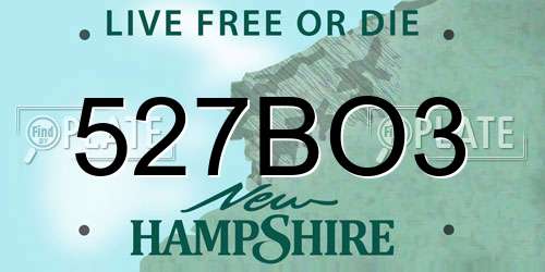 527BO3 New Hampshire License Plate