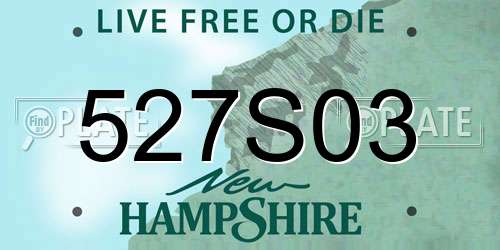 527S03 New Hampshire License Plate
