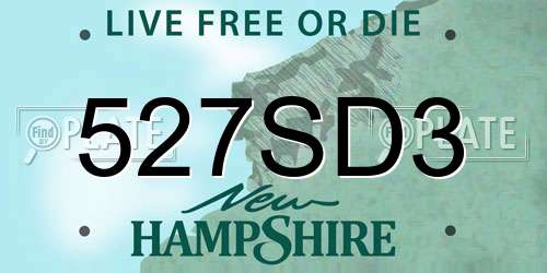 527SD3 New Hampshire License Plate