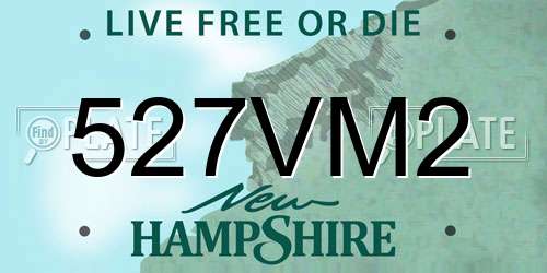 527VM2 New Hampshire License Plate