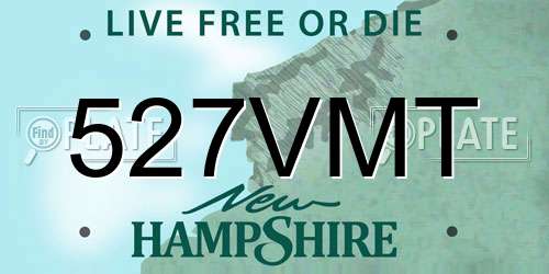 527VMT New Hampshire License Plate