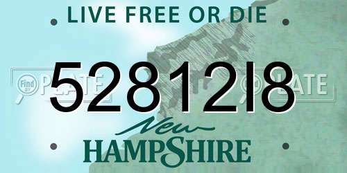 52812I8 New Hampshire License Plate