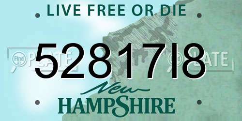 52817I8 New Hampshire License Plate