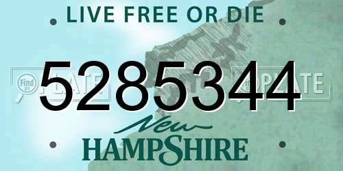 5285344 New Hampshire License Plate