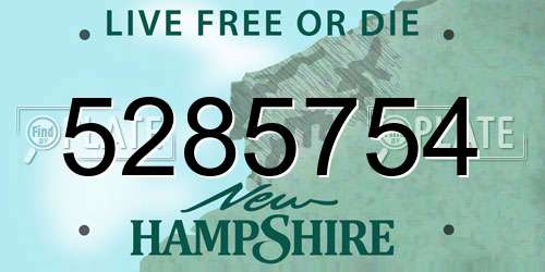 5285754 New Hampshire License Plate