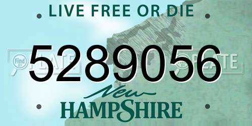 5289056 New Hampshire License Plate