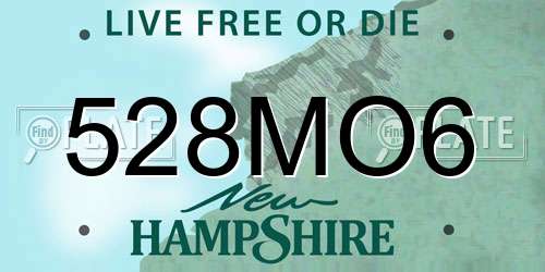 528MO6 New Hampshire License Plate