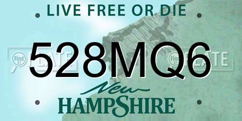 528MQ6 New Hampshire License Plate
