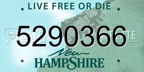 5290366 New Hampshire License Plate