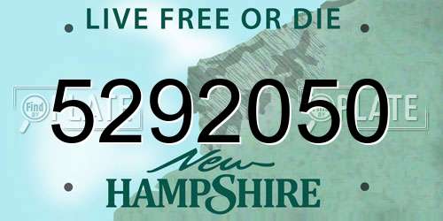5292050 New Hampshire License Plate
