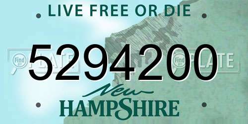5294200 New Hampshire License Plate