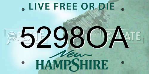 5298OA New Hampshire License Plate