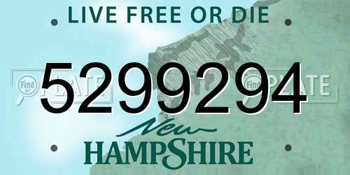 5299294 New Hampshire License Plate