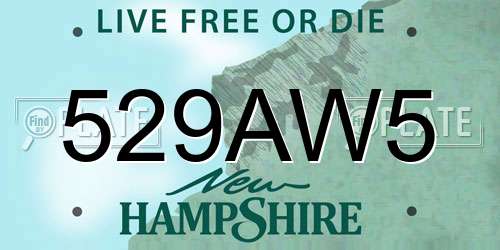 529AW5 New Hampshire License Plate