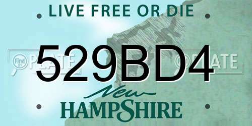 529BD4 New Hampshire License Plate
