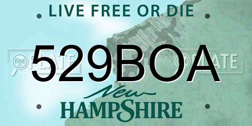 529BOA New Hampshire License Plate