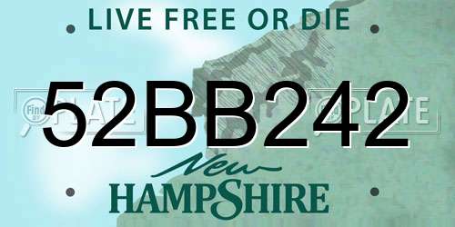 52BB242 New Hampshire License Plate