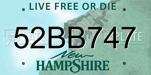 52BB747 New Hampshire License Plate