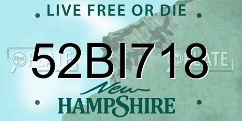 52BI718 New Hampshire License Plate