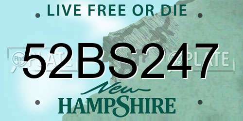 52BS247 New Hampshire License Plate