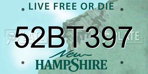 52BT397 New Hampshire License Plate