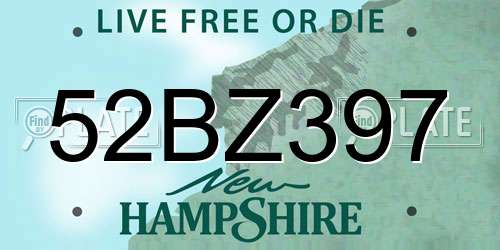 52BZ397 New Hampshire License Plate